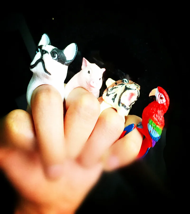 

New Fashion Funny Animal Resin Rings Women Tiger Dog Parrot Love 3D Cartoon Rings for Women Jewelry Bijoux Bague Wholesale