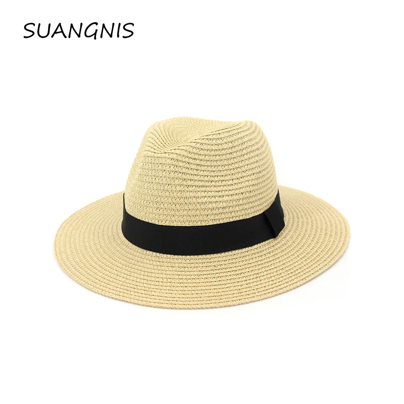 

2019 new Summer casual sun hats for women fashion jazz straw for man beach sun straw Panama hat Wholesale and retail