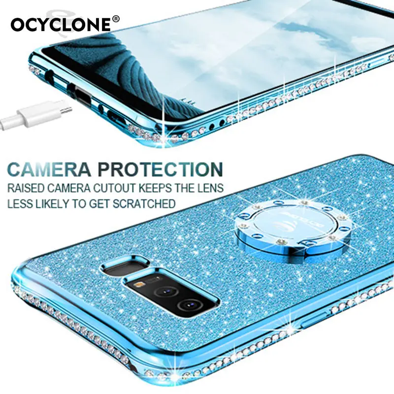 For Samsung Galaxy Note 8 Case Silicone Anti-knock Diamond Ring Cover Bling Glitter Cute Girl N9500 | Мобильные телефоны и