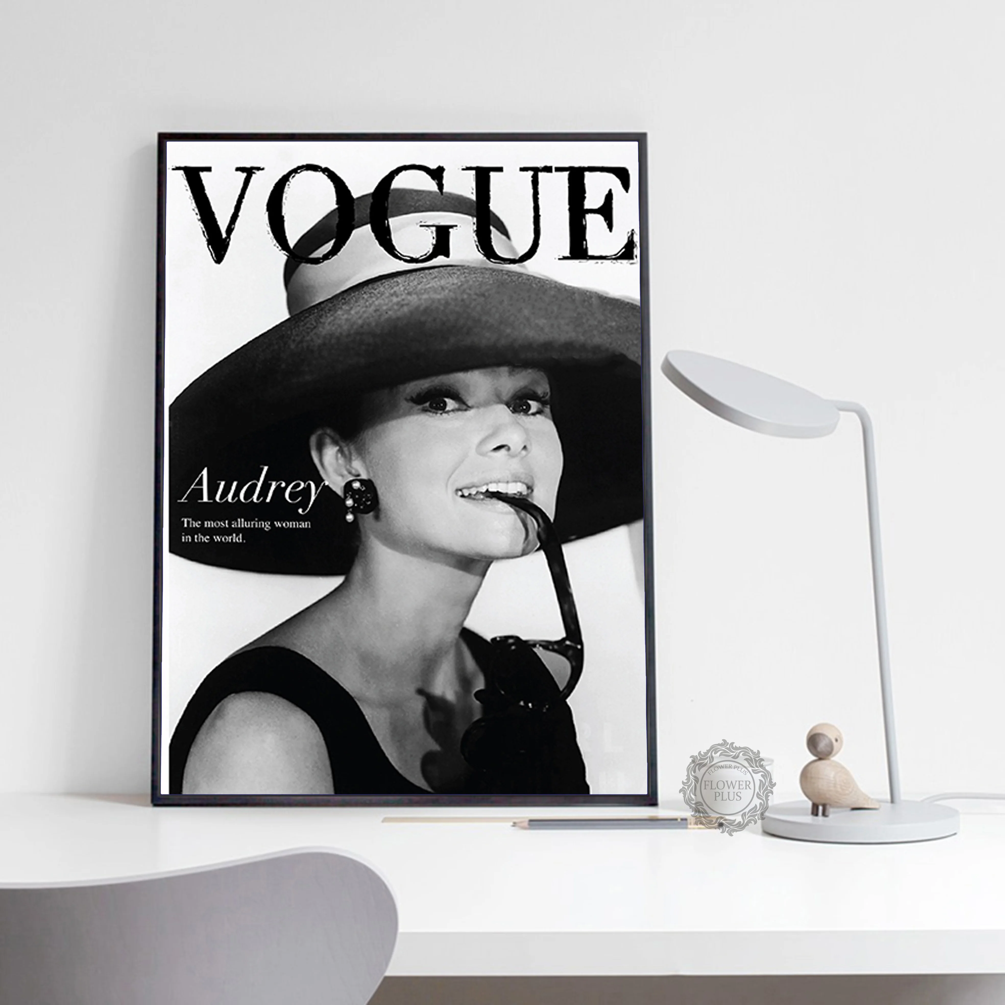 Куадрос салон Vogue Хепберн Плакаты и печать на холсте картина Черный белый Wall Art