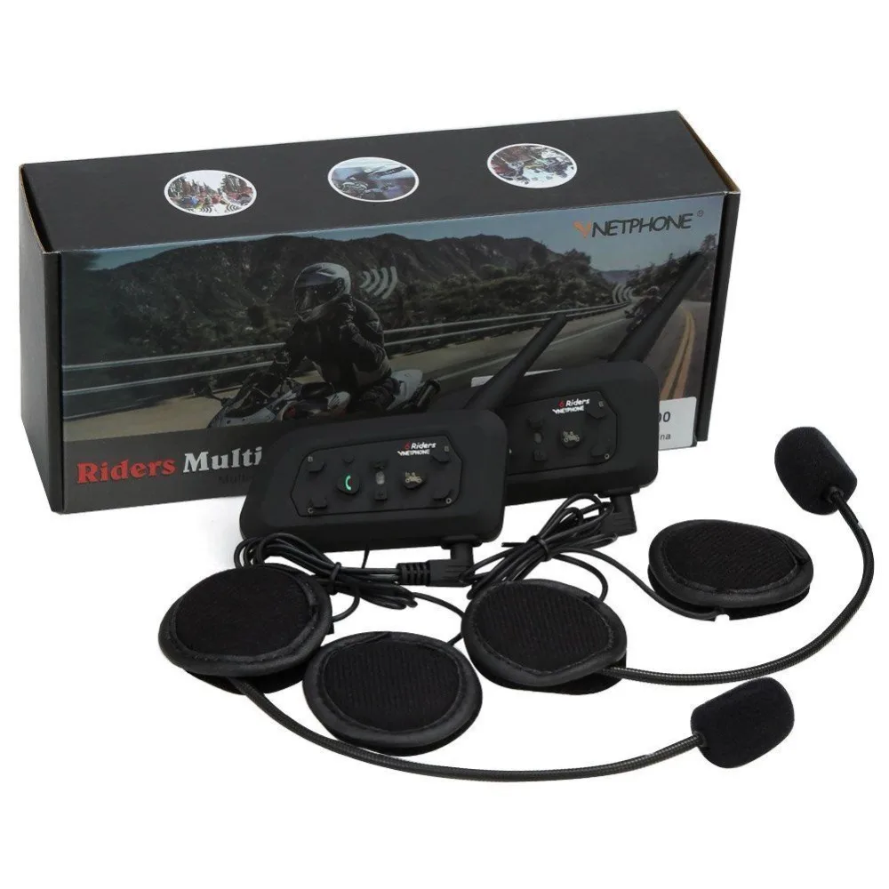 VnetPhone 2 комплекта V6 Bluetooth Интерком мото мотоциклетный шлем аксессуары динамик 1200 м