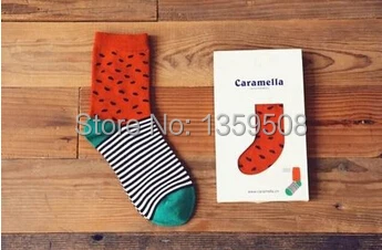 Розничная, 1 пара, новые модные хлопковые носки с рисунком арбуза для мужчин и женщин, calcetines chaussette femme meias
