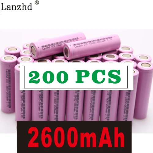 200 PCS 40-240Pcs 18650 Battery 2600mAh li ion Rechargeable Batteries for samsung 18650 3.7V Lithium Battery for Flashlight notebook - Цвет: 200 PCS