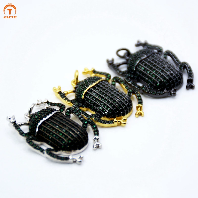 Gold Black Silver Color beetle pendant Micro Pave CZ Colorful Cubic Zirconia Insect charms bug jewelry for necklace making | Украшения и