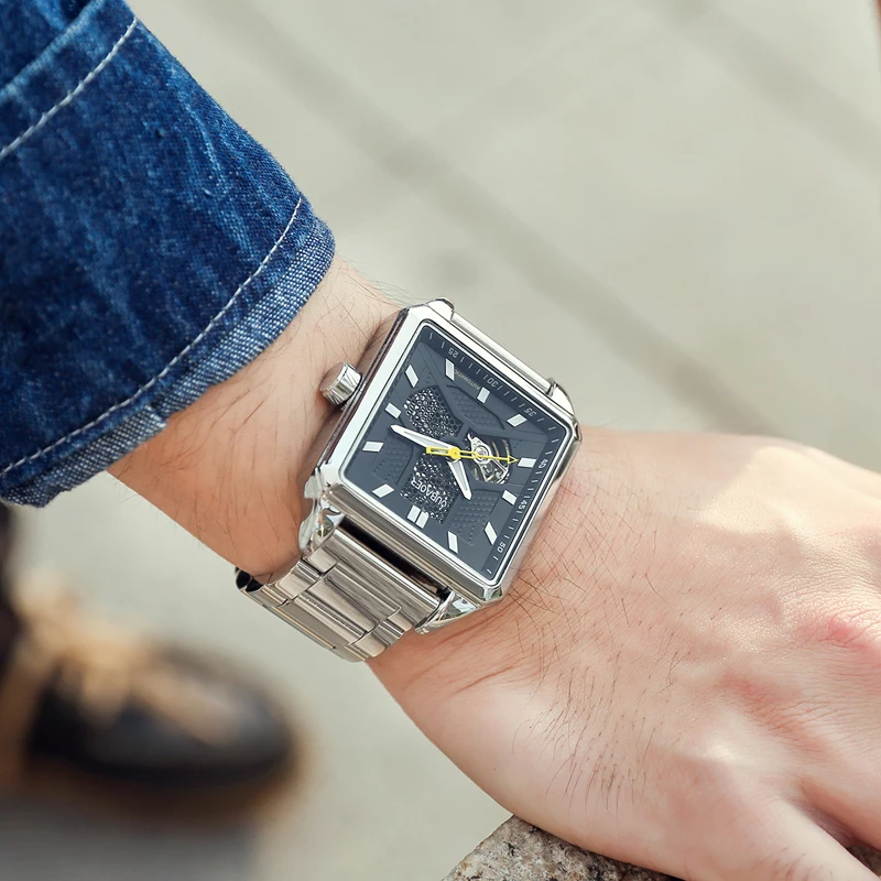 Часы наручные мужские с квадратным циферблатом Роскошные ультратонкие