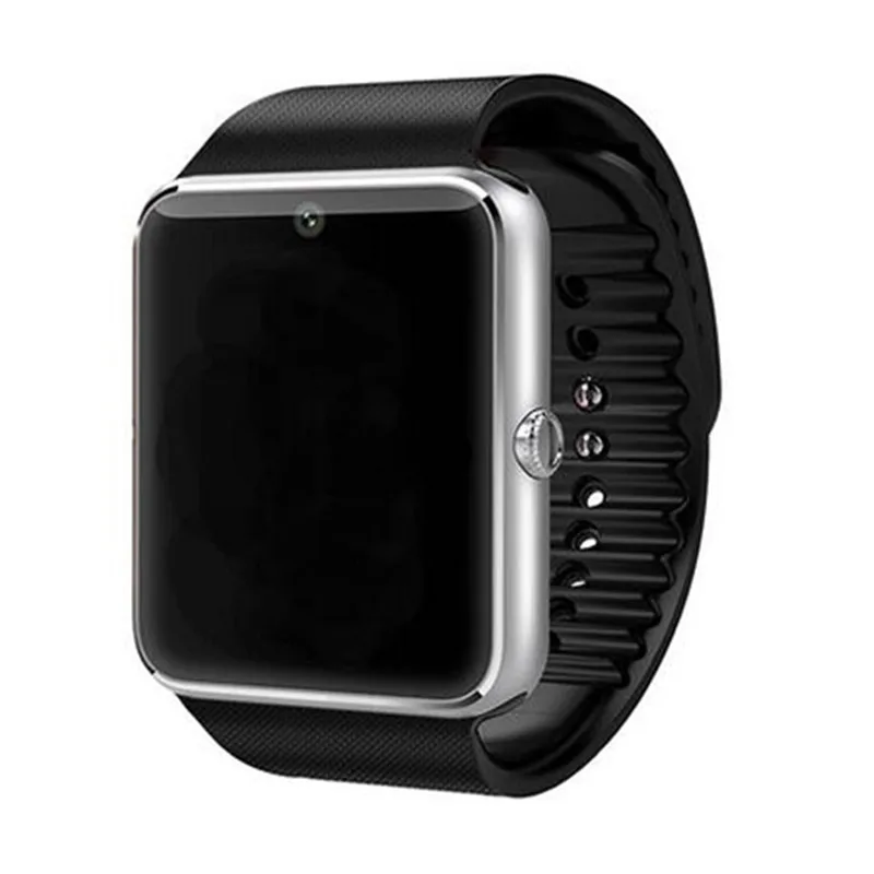 Silver Black Часы мужские цифровые часы Смарт GT08 с сенсорным экраном большая батарея поддержка TF sim-карта камера для IOS Android телефон relogio - Цвет: Silver Black