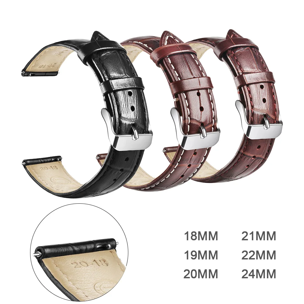 

Switch Genuine Leather Watchbands 18mm 19mm 20mm 21mm 22mm 24mm Watch Band Strap Belt Pin Buckle Quick Release Raw Ear