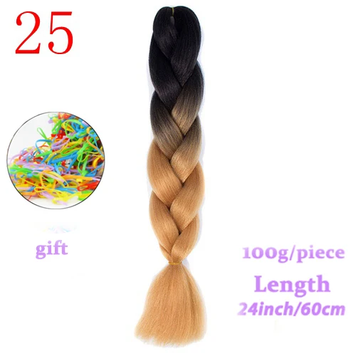 #24 MERISIHAIR, 24 дюйма, Омбре, синтетические, вязанные волосы для наращивания, огромные косички, прически, розовый, блонд, красный, синий, плетение волос - Цвет: #24