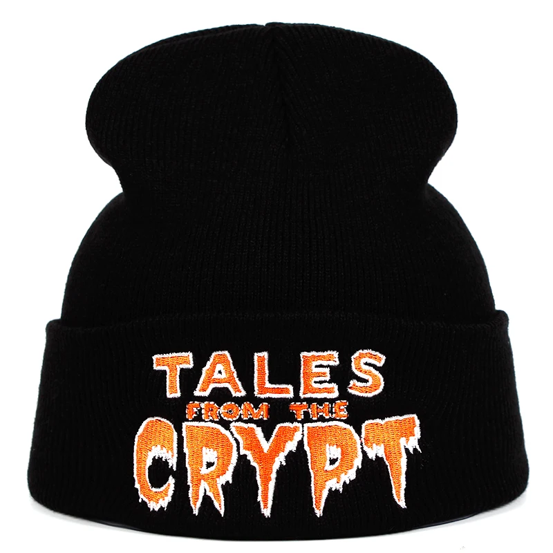 Вязаная Шапка бини с вышивкой Tales от The Crypt эластичная брендовая теплая зимняя
