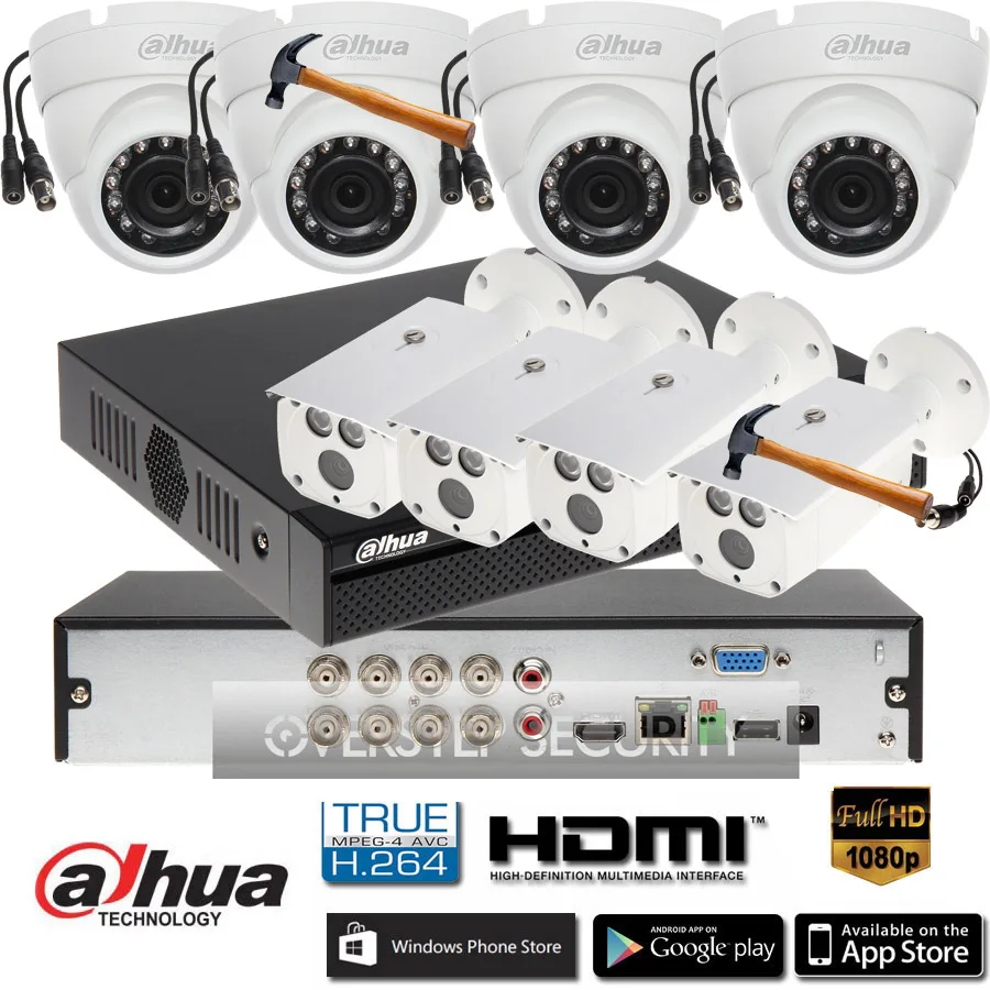 Набор для фотоаппарата Dahua 8CH XVR5108HS S3 CVR с камерой dahua 1080P CVI HFW1200S IR 30M