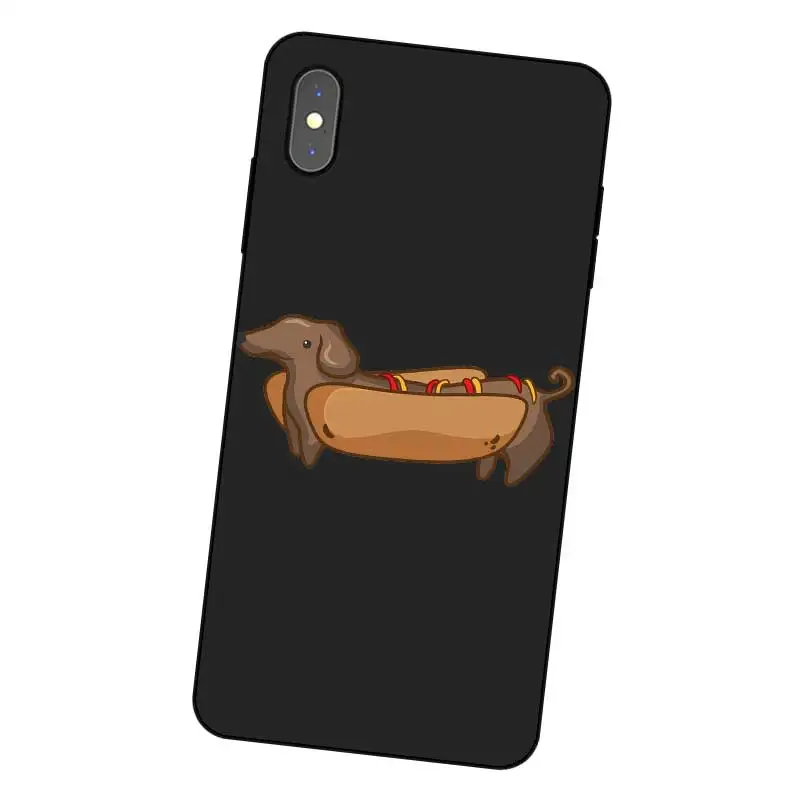 N302 такса Черный силиконовый чехол для Apple iPhone 11 Pro XR XS Max X 8 7 6 6S Plus 5 5S SE |