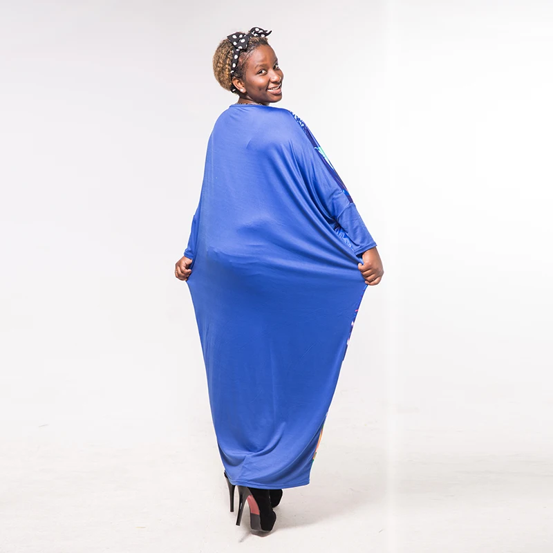 Dashiki New Arrival Women's Polyester Blue Dress African Lady Vestido Africano | Тематическая одежда и униформа