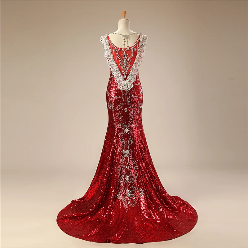 Роскошное длинное вечернее платье в арабском стиле 2018 Русалка v-образный вырез
