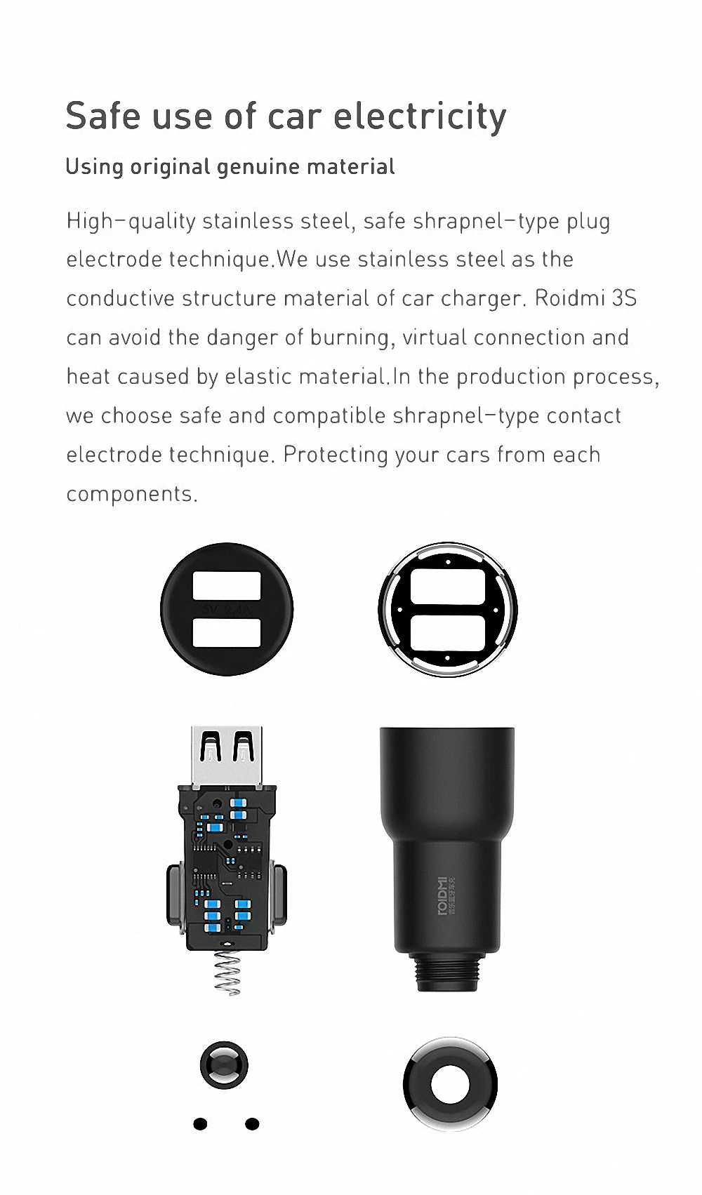 Xiaomi ROIDMI 3S Bluetooth 5 в 3.4A автомобильное зарядное устройство с умным приложением для iPhone и Android умное управление USB музыкальный плеер