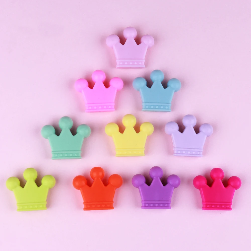 TYRY.HU 25Pcs Crown Shape Silicone Beads BPA Free Food Grade Material Pendant DIY Baby Teething Accessories MultiColor | Украшения и