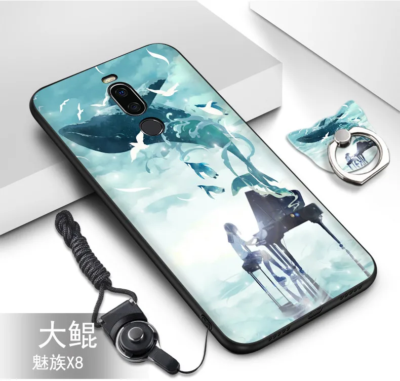 color as photo Meizu X8 X 8 чехол, силиконовые, Роскошные, симпатичные, из мягкого ТПУ, чехол+ ремешок с узором, кольцо, задняя крышка для Meizu X8 X 8, чехол, coque fundas - Цвет: color as photo