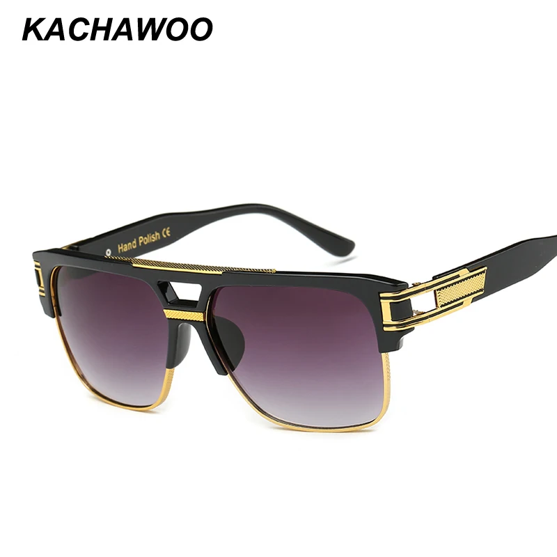 

Kachawoo half frame sunglasses male matte black blue brown unisex square sun glasses women accessories summer 2018