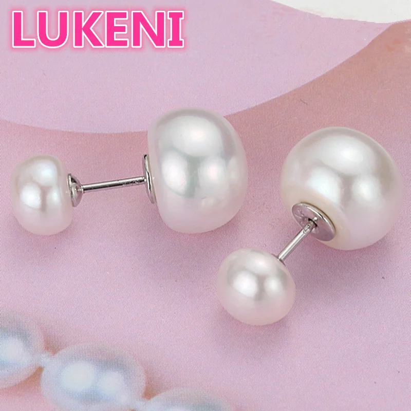 Небольшой ладан ветер S925 стерлингового серебра Супер Большой 10-11 мм натуральный жемчуг мода, двойные жемчужные серьги для женщин