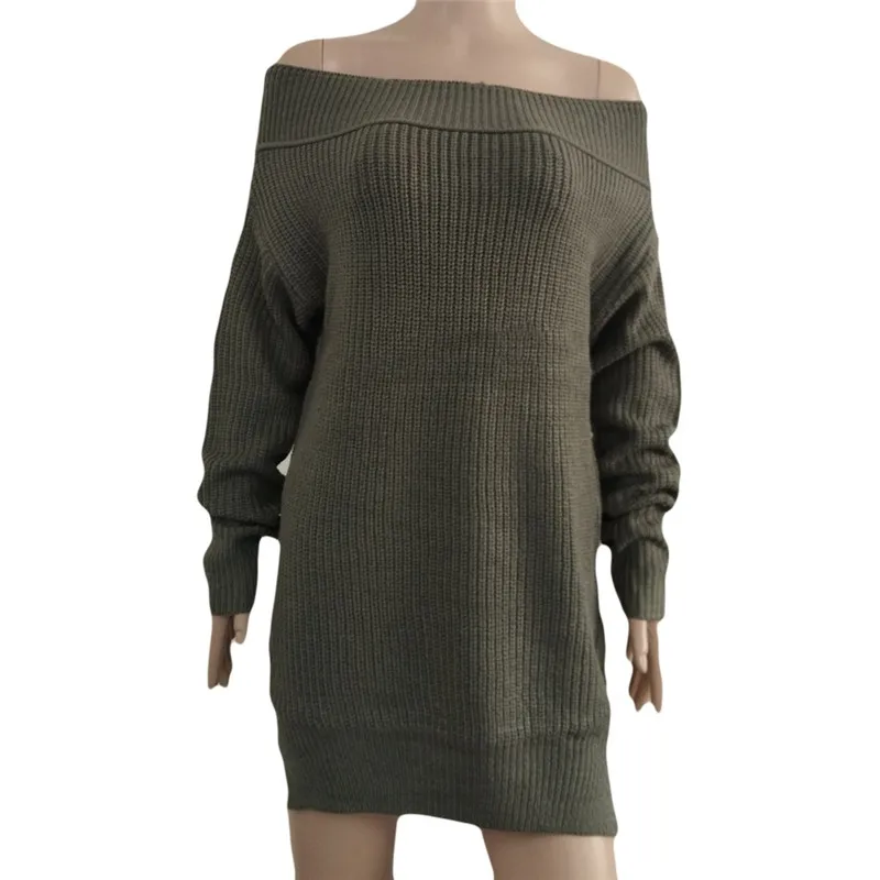 Womens Long Sleeve Pullover Off Shoulder Sweater Oversized Knitted Jumper Sueter Mujer Invierno Casaco Feminino Saltador #A2 | Женская