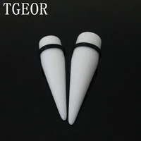 wholesale fashion charm 40pcs mixed 2 gauges big size ear expander solid color uv acrylic straight ear taper hot