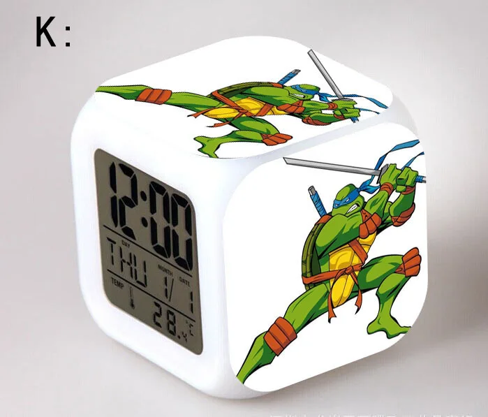 Сливовый 3d анимация Черепашки-ниндзя будильники, изменение цвета TMNT будильники для детей игрушки многофункциональные будильники - Цвет: Сливовый