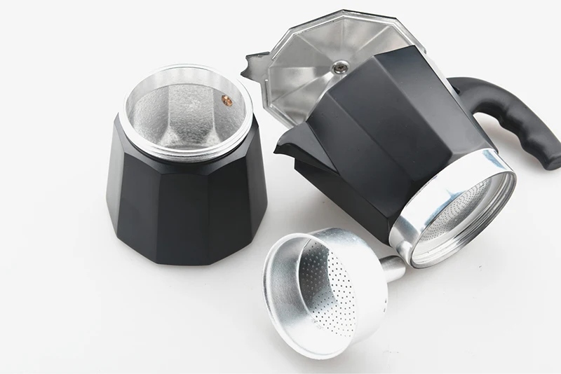 240 мл Алюминиевая кофейная гейзерная кофеварка, итальянский топ Moka Espresso Cafeteira Expresso Percolator Stovetop, черная кофеварка