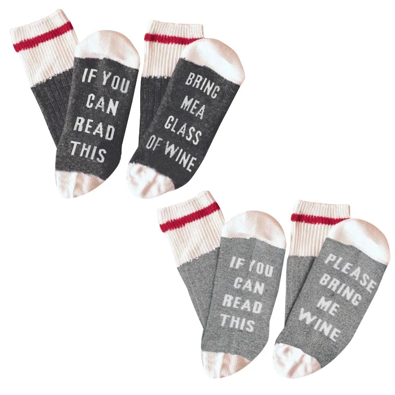 

3Styles Humor Words Printed Men Women Socks IF YOU CAN READ THIS BRING ME A GLASS OF WINE Cotton Funny Socks Couples Unisex Meia