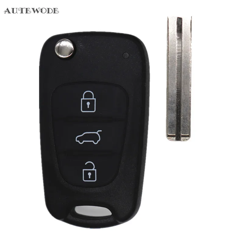 AUTEWODE 3 кнопки дистанционного флип ключа оболочки для Hyundai I20 I30 IX35 Avante Solaris KIA Rio K2 K5