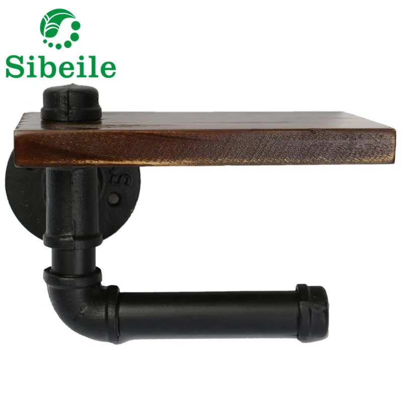 SBLE Ретро Железа Туалет Бумага держатель деревянные полки настенные Ванная