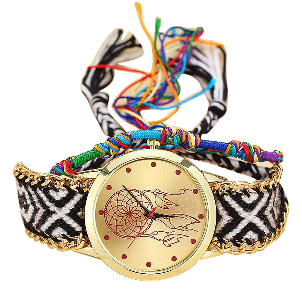 Винтажные женские кварцевые часы ручной работы трикотажные Dreamcatcher Friendship Relojes Mujer