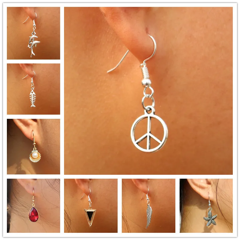 Новые украшения Винтажные висячие серьги с дельфином кисточками ракушками