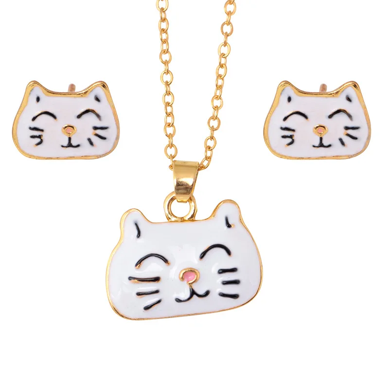 Оптовая продажа милые украшения в виде животных серьги собака кот пчела ожерелья