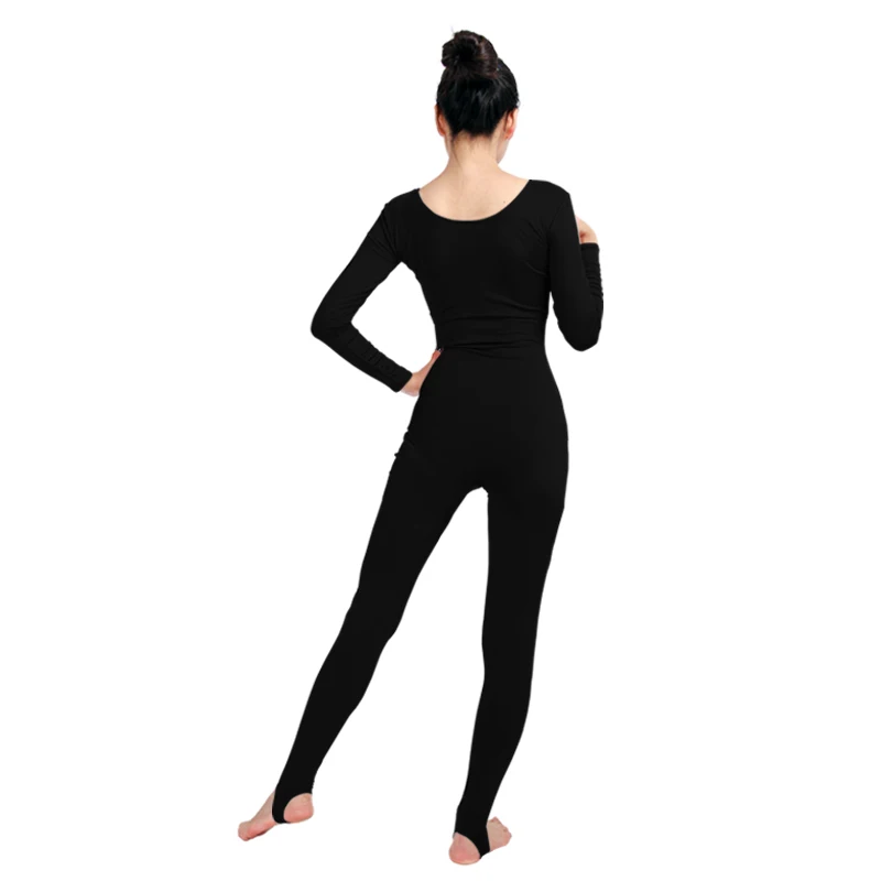 Женский костюм для танцев Ensnovo черный гимнастики нейлоновое гимнастическое