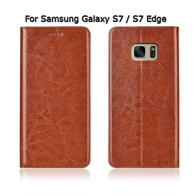 Чехол из натуральной коровьей кожи для samsung Galaxy S6 S7 S8 Edge Plus, Магнитный чехол с откидной крышкой и подставкой, ретро чехол для телефона