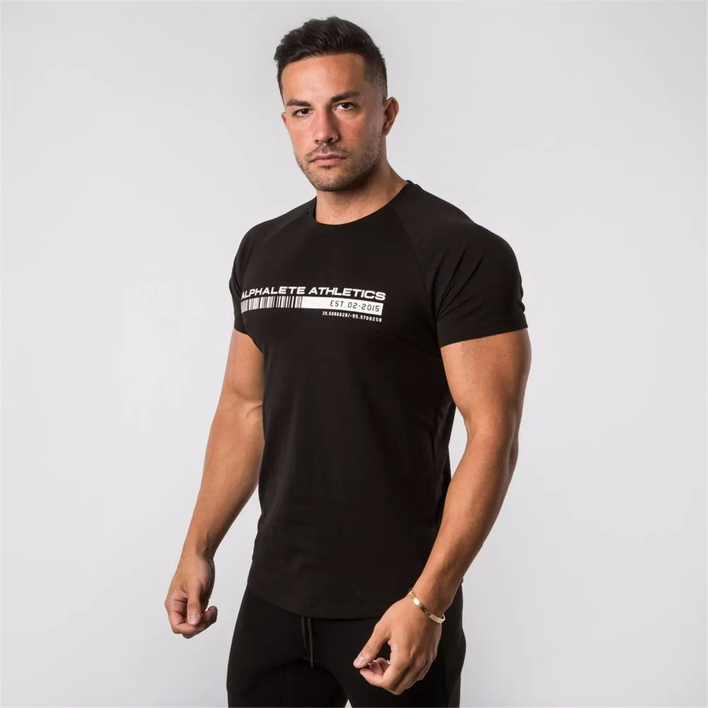 Мужская футболка с коротким рукавом ALPHALETE хлопковые футболки для фитнеса