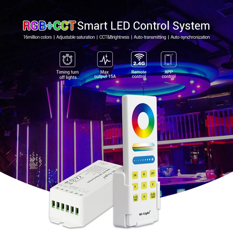 Mi светильник FUT045A 2,4G RF Mi светильник RGB+ CCT RGBWW умный светодиодный пульт дистанционного управления 15A светодиодный контроллер CCT для светодиодный светильник