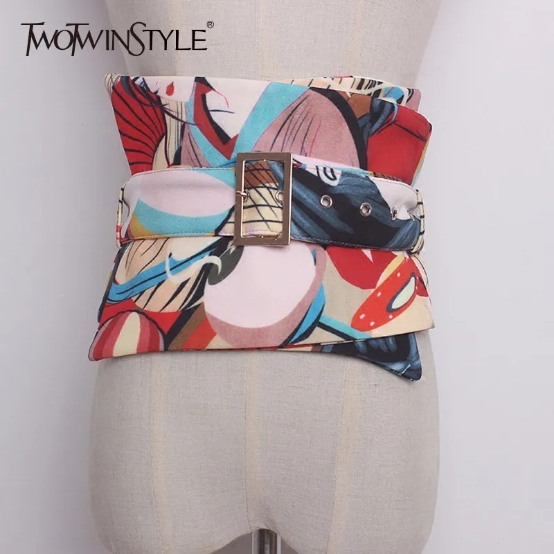 TWOTWINSTYLE женский широкий пояс с принтом высокой талией весна 2019 аксессуары модные