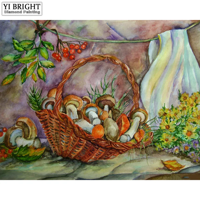Алмазная 5D картина грибы цветы полноразмерная/круглая вышивка крестиком мозаика