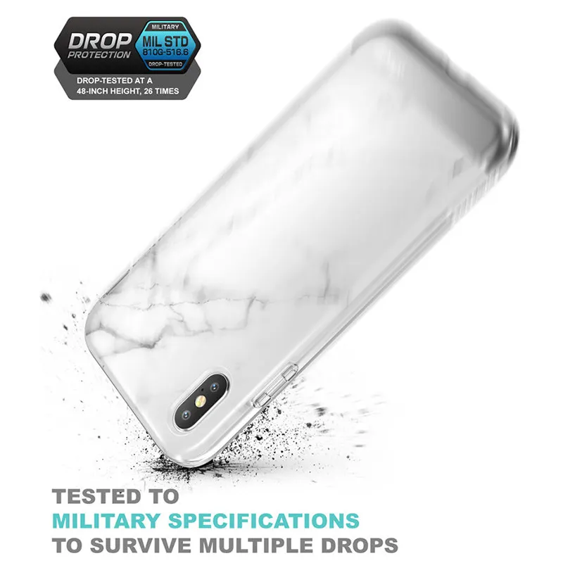 For iPhone Xs Case SUPCASE UB Stella Premium Hybrid Marble Shinning Glitter X with Built-in Screen Protector |