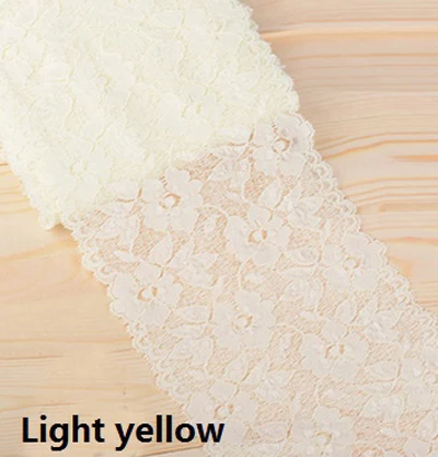 Light yellow 10 ярдов/партия, 16 см, эластичная кружевная лента для шитья, украшения, платье, рубашка, одежда, ткань - Цвет: Light yellow