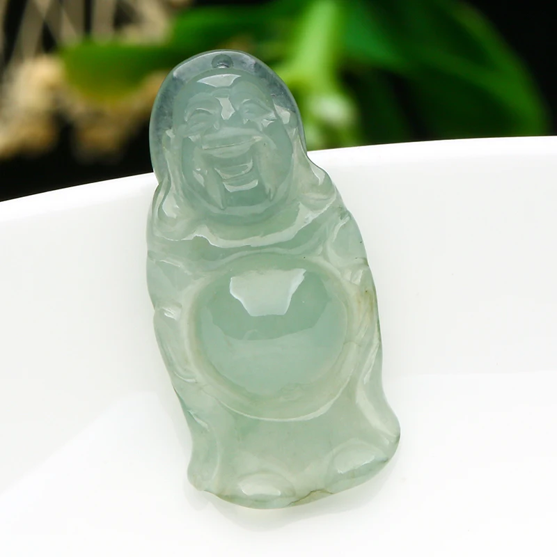 Натуральный нефрит Будда кулон Бирма лед восковой зеленый общественный