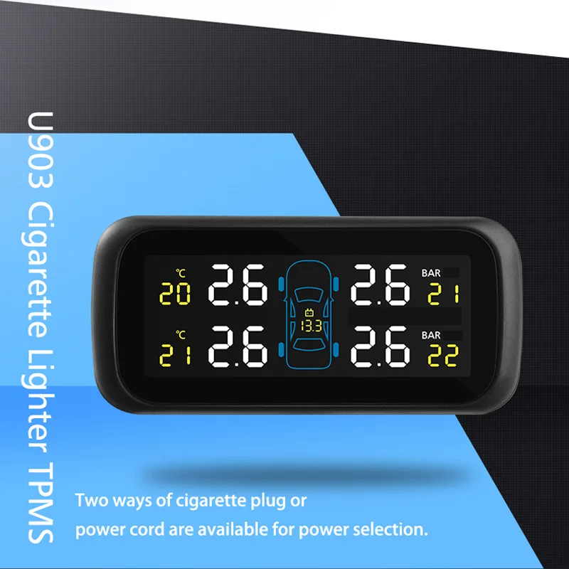 TPMS Android IOS Car Electronics Tire Pressure Alarm Monitoring System with External Replaceable Battery Sensors LCD Display | Автомобили