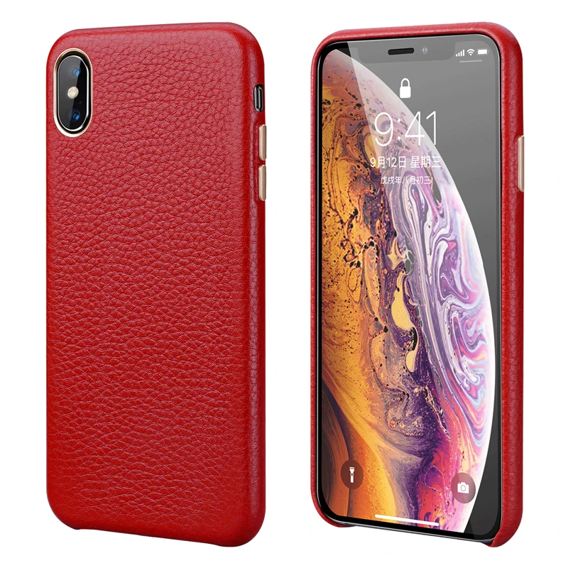 

For Apple iPhone XS XR Phone Back Case Litchi Skin Genuine Leather Protective Case Slim Businss Smart Cover for iPhone XS Max