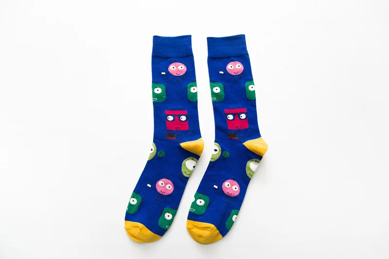 Для женщин личности пары носки смешные забавные носки мужские хлопковые носки женские Soks Британский Геометрия контрастного цвета Повседневное носки