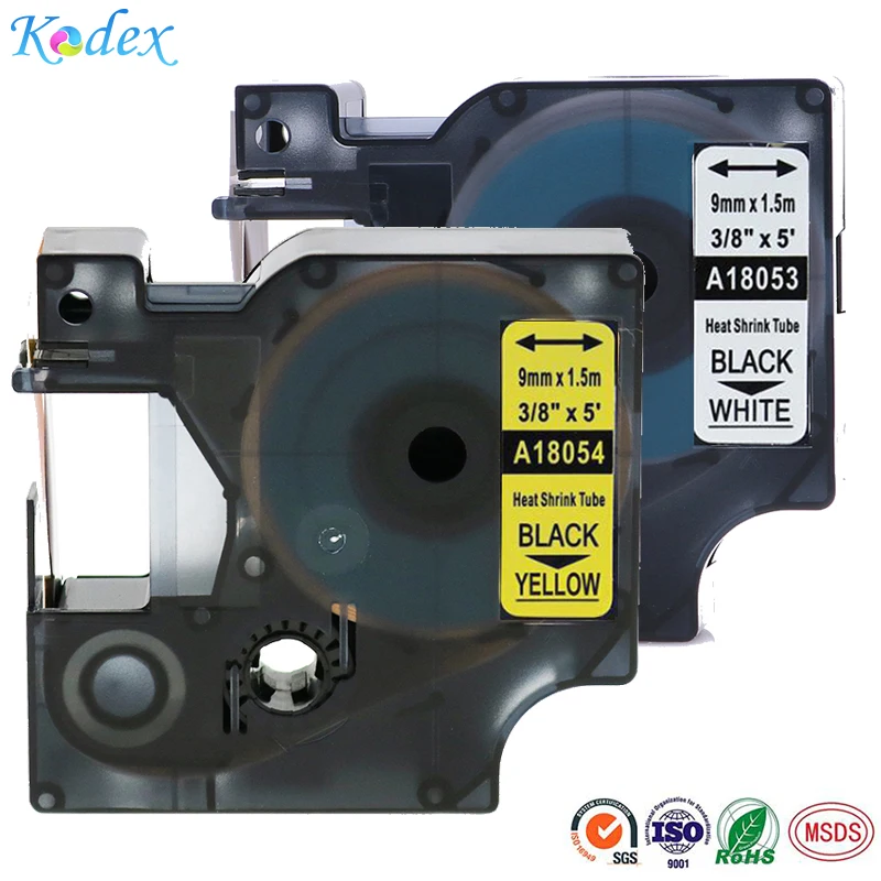 KODEX смешанный цвет 2 Pack Совместимость DYMO 18053 18054 ind термоусадочные трубки 3/8