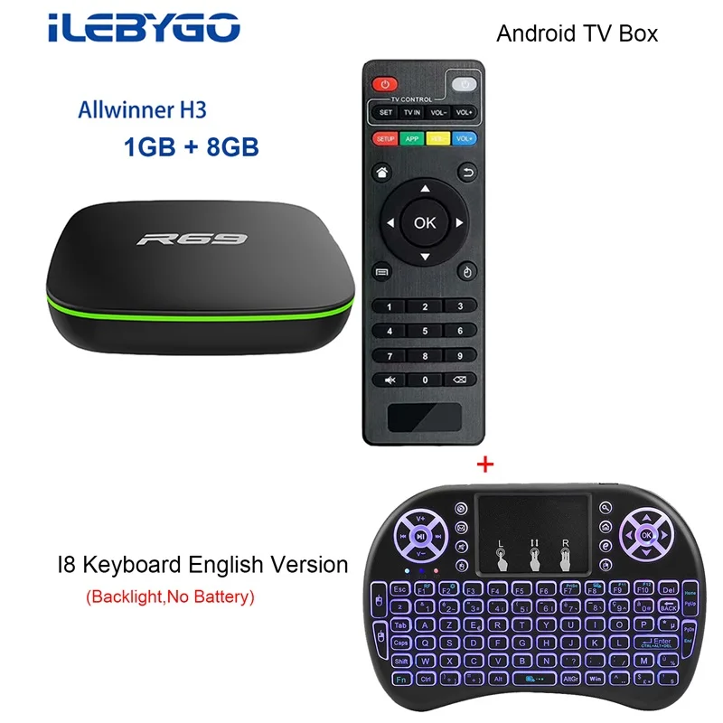 1GB 8GB-I8B ILebygo Smart ТВ коробка R69 Android 7,1 ТВ Box Allwinner H3 Quad-Core 2,4G Wi-Fi Декодер каналов кабельного телевидения 1080 P HD movie 1 GB 8 GB Media player - Цвет: 1GB 8GB-I8B