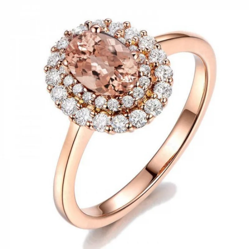 

Choucong Brand New Luxury Jewelry Rose Gold Fill Oval Cut AAA Champagne Cubic Zirconia Lucky Wedding Band Ring For Women Gift