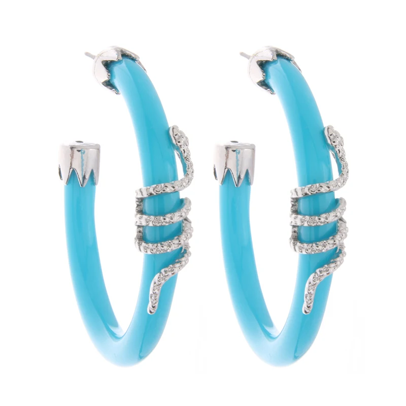 white K lake blue NeeFu WoFu висячая серьга со змеями для женщин, Очаровательная полимерная серьга, модное ушное кольцо, большие серьги Brinco Oorbellen - Окраска металла: white K lake blue
