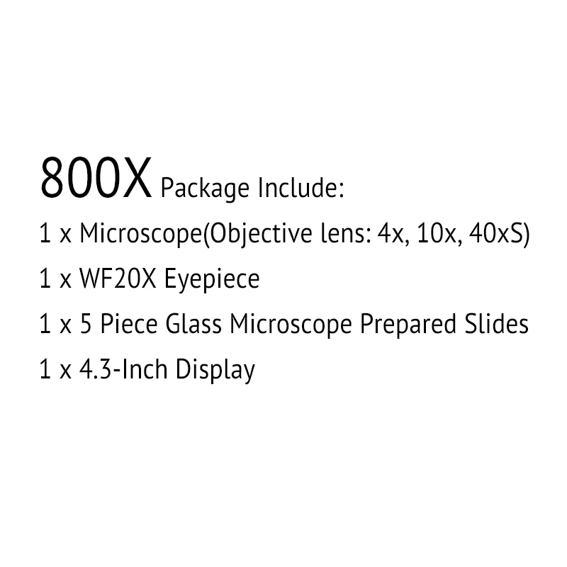 800X 40X-2000X монокулярный Биологический микроскоп металлический с 4,3 дюймовым экраном дисплея электронного окуляра - Цвет: 800X