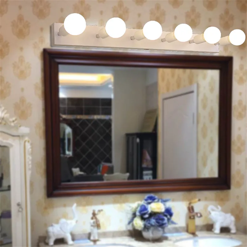 Square mirror front bracket lamp LED bathroom wall lamps bedroom dressing light bulb waterproof fog 3/5/6 head E27 LU626 ZL146 | Лампы и
